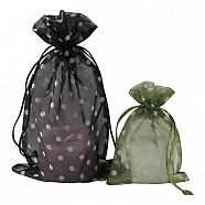 Polka Dot Organza Pouches - Black