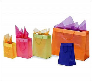 Frosted Plastic Tote Bags - Bronze