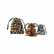 Velour Animal Print Pouches - Leopard