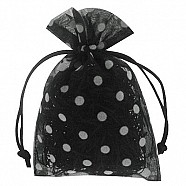 Polka Dot Organza Pouches - Black