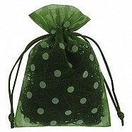 Polka Dot Organza Pouches - Olive