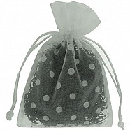 Polka Dot Organza Pouches - White