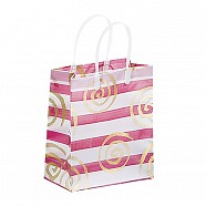 Frosted Bags with Plastic Handles - Swirls and Lines - Wine