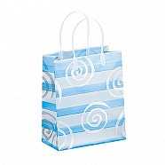 Frosted Bags with Plastic Handles - Swirls and Lines - Light Blue