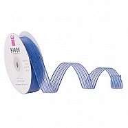 Wired Metallic Ribbon - Stripes - Blue