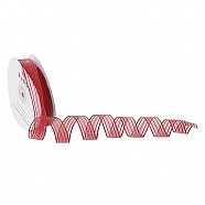 Wired Metallic Ribbon - Stripes - Red