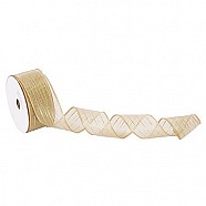 Wired Metallic Ribbon - Stripes - Gold