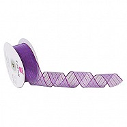 Wired Metallic Ribbon - Stripes - Purple