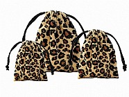 Velour Animal Print Pouches - Leopard